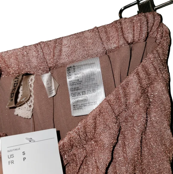 NWT Divided Skirt Women Small Metalic Pleated Elastic Waistband Pull On - Picture 4 of 5